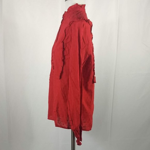 NWT H&M L.O.G.G Size 4 Red Blouse Top Shirt Tunic - Picture 7 of 12